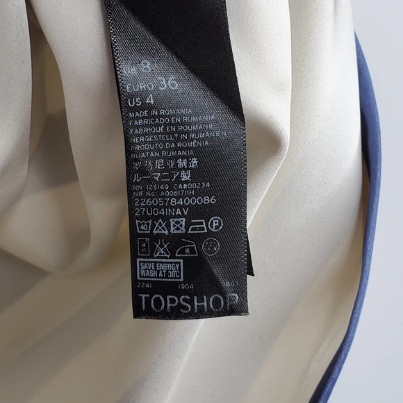 Topshop Striped Midi Skirt Asymmetric Navy Size 4 - Picture 9 of 13